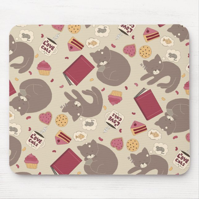 Cozy Cat Lovers Collage Mouse Pad (Front)