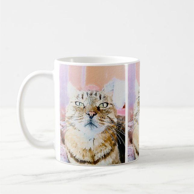 Cozy Cat Mug – Whimsical Feline Design (Left)