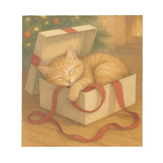 Cozy Cat Nap Christmas Notepad (Front)