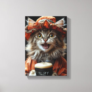 Cozy Cat with a Cup of Warmth - Relaxing Feline  Canvas Print