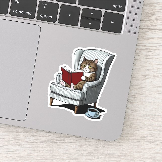 Cozy Cat with Book and Coffee  (Detail)