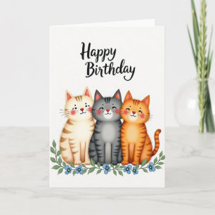 Cozy Cats Birthday Card