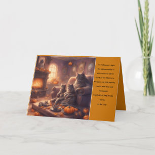 Cozy cats Halloween story card