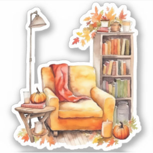Cozy Chair, Lamp and Books Fall
