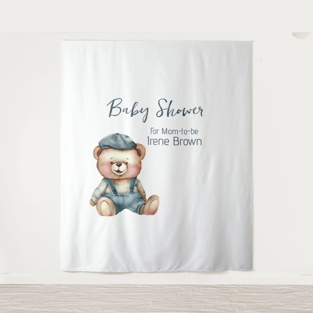 Cozy Charming Baby Shower Backdrop Tapestry (Front)