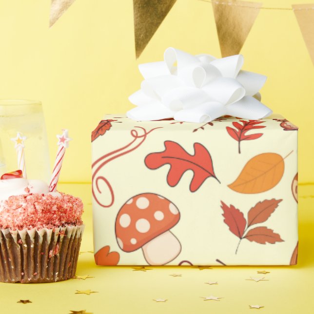 Cozy Chestnuts and Leaves Seamless Wrapping Paper (Birthday Party)