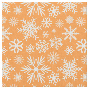 Cozy Chic Orange Winter Snowflakes Pattern Fabric
