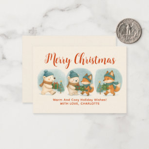 Cozy Christmas Animals Adorable Holiday Note Card