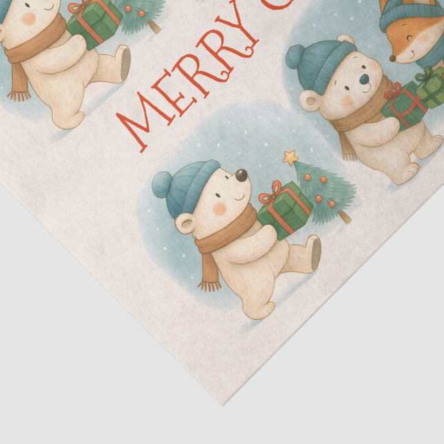 Cozy Christmas Animals Tissue Paper (Detail)