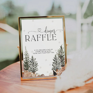 Cozy Christmas Baby Shower Diapers Raffle Sign
