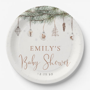 Cozy Christmas Baby Shower Paper Plates