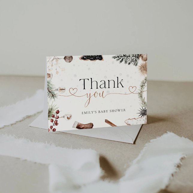 Cozy Christmas Baby Shower Thank You Card (Creator Uploaded)