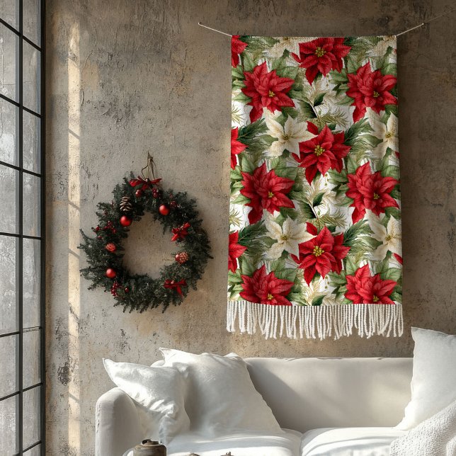 Cozy Christmas Blanket Red Floral Living Accent (Cozy Christmas Blanket Red Floral Living Accent)