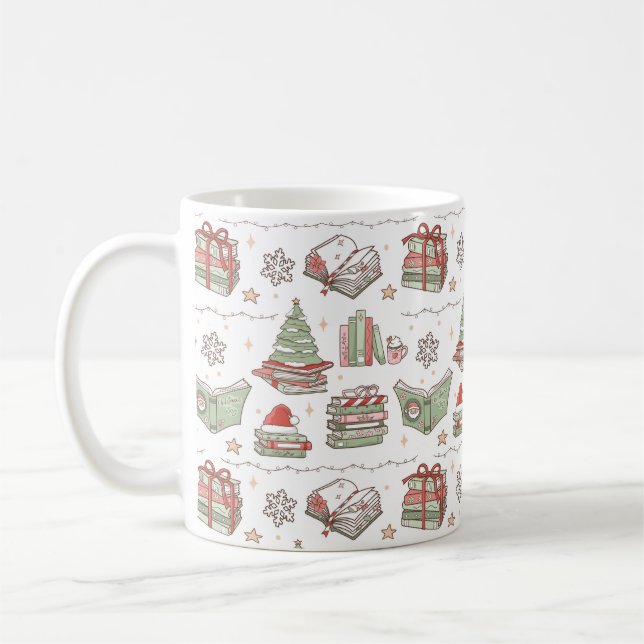Cozy Christmas Book Lover  Coffee Mug (Left)