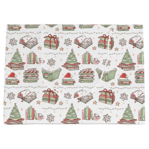 Cozy Christmas Book Lover  Large Gift Bag