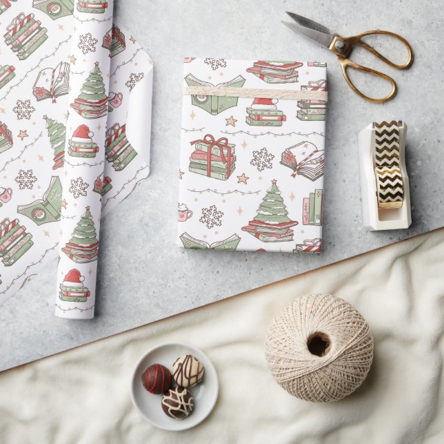 Cozy Christmas Book Lover Wrapping Paper (Crafts)