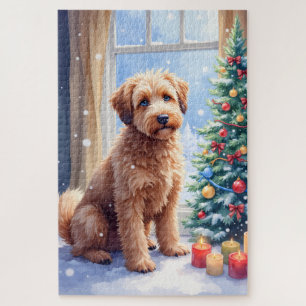 Cozy Christmas Bouvier des Flandres Art Jigsaw Puzzle