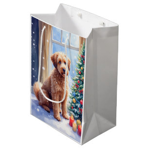 Cozy Christmas Bouvier des Flandres Art Medium Gift Bag