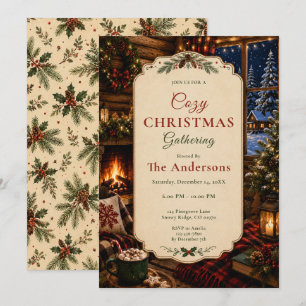 Cozy Christmas Cabin Party Invitation