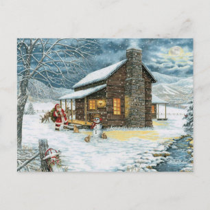 Cozy Christmas Cabin Postcard