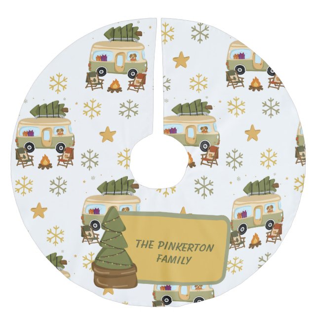 Cozy Christmas Camper Brushed Polyester Tree Skirt (Front)