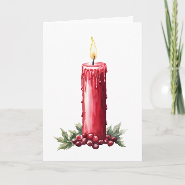 Cozy Christmas Candle Holiday Card –Blank Greeting (Front)