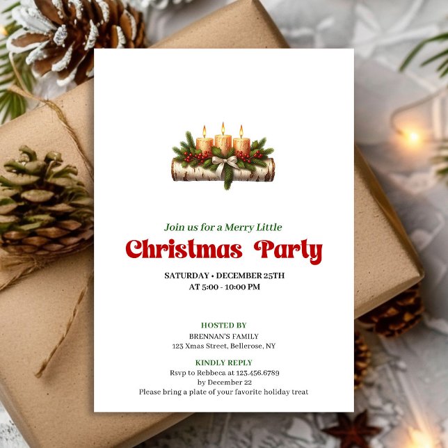 Cozy Christmas Candles Holiday Party Invite (Cozy Christmas Candles Holiday Party Invite)