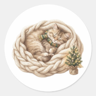 Cozy Christmas Cat Blanket Sticker