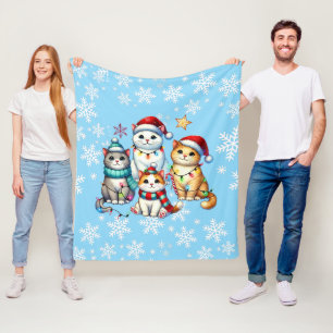 Cozy Christmas Cat Fleece Blanket