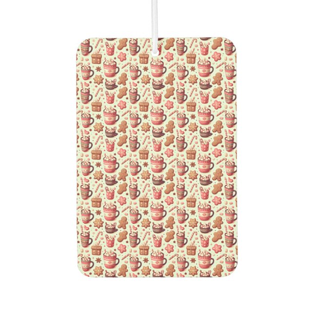 Cozy Christmas Cocoa and Gingerbread Pattern Air Freshener (Front)