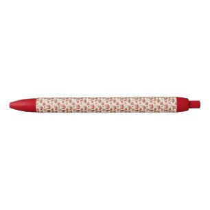 Cozy Christmas Cocoa and Gingerbread Pattern Black Ink Pen