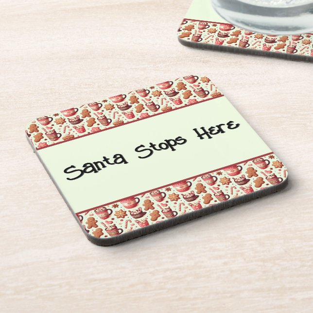 Cozy Christmas Cocoa and Gingerbread Pattern Coaster (Left Side)