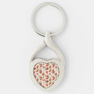 Cozy Christmas Cocoa and Gingerbread Pattern Keychain