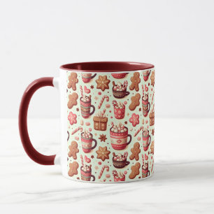 Cozy Christmas Cocoa and Gingerbread Pattern Mug