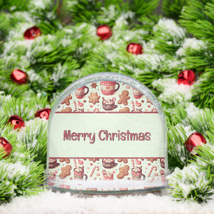 Cozy Christmas Cocoa and Gingerbread Pattern Snowglobe