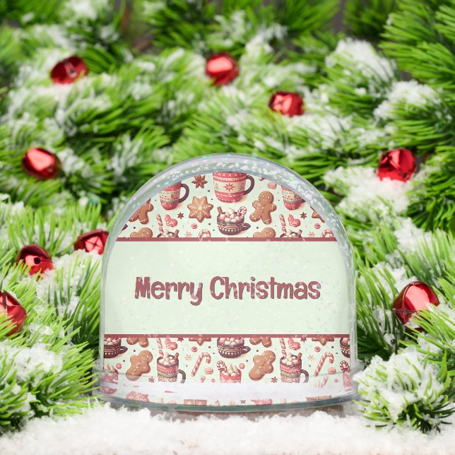 Cozy Christmas Cocoa and Gingerbread Pattern Snowglobe (Christmas)