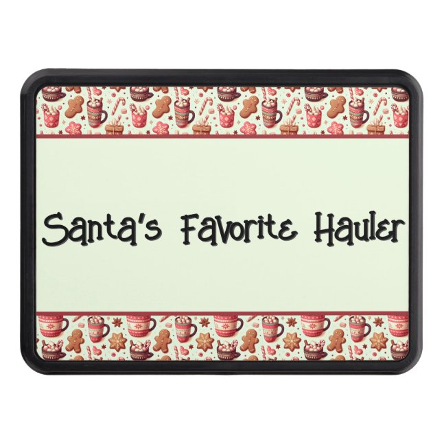 Cozy Christmas Cocoa and Gingerbread Pattern Trailer Hitch Cover (Front)