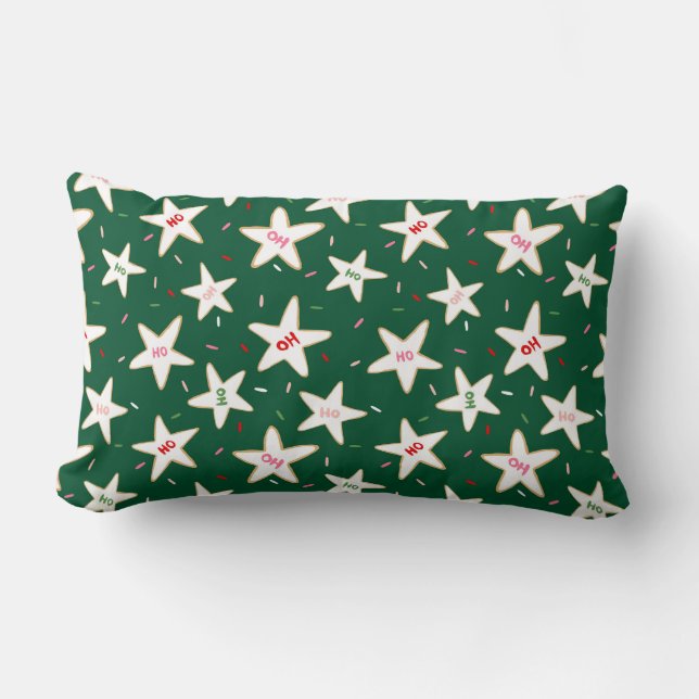 Cozy Christmas Cookie Pattern Lumbar Pillow (Front)