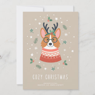 Cozy Christmas Corgi Holiday Card