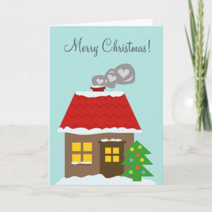 Cozy Christmas cottage house custom Holiday Card