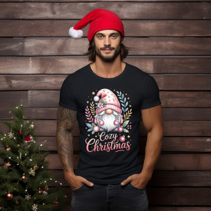 Cozy Christmas Cute Pink Gnome T-Shirt