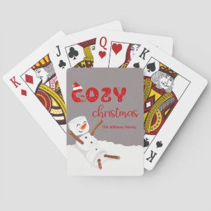 Cozy Christmas Cute Snowman Playing Cards