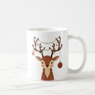 Cozy Christmas Deer with Ornaments and Lights Coffee Mug