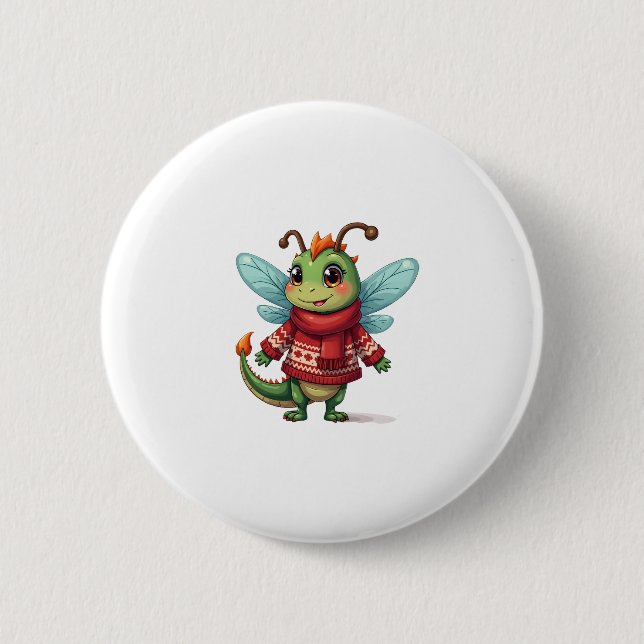 Cozy Christmas Dragonfly 2 Inch Round Button (Front)