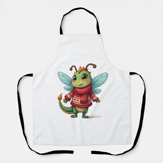Cozy Christmas Dragonfly Apron (Front)
