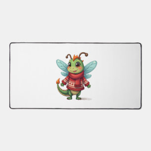 Cozy Christmas Dragonfly Desk Mat