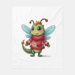 Cozy Christmas Dragonfly Fleece Blanket
