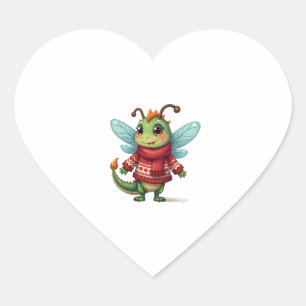 Cozy Christmas Dragonfly Heart Sticker