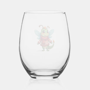 Cozy Christmas Dragonfly Stemless Wine Glass