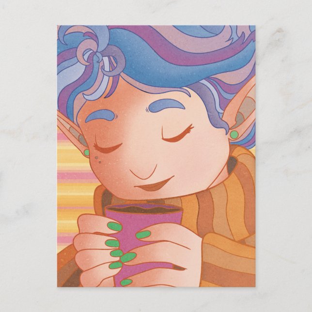 Cozy Christmas Elf Postcard (Front)